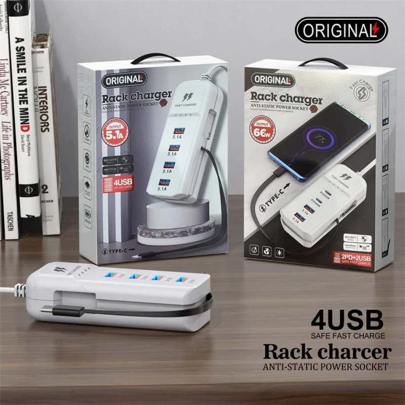 شارژر رومیزی 66 وات 4 پورت مدل Rack Charger