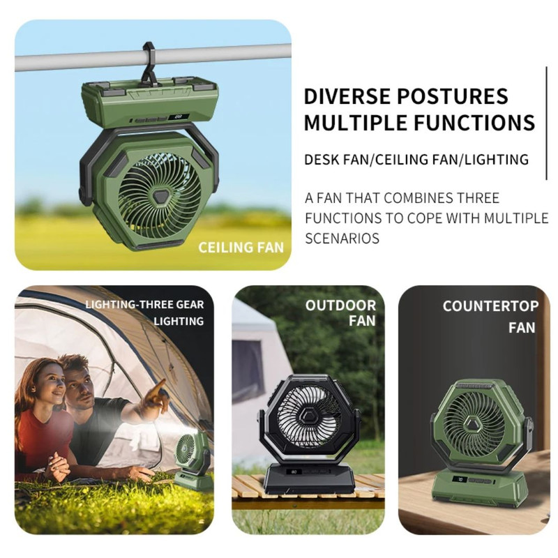 پنکه رومیزی مدل Outdoor Fan LED ظرفیت ۲۴۰۰ میلی آمپر ساعت