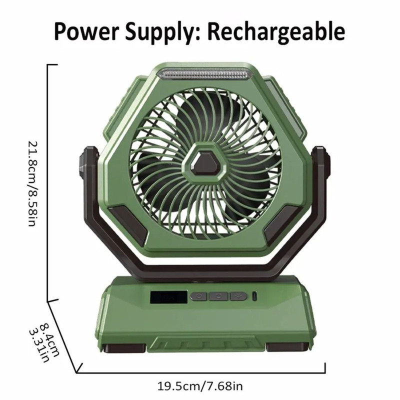 پنکه رومیزی مدل Outdoor Fan LED ظرفیت ۲۴۰۰ میلی آمپر ساعت