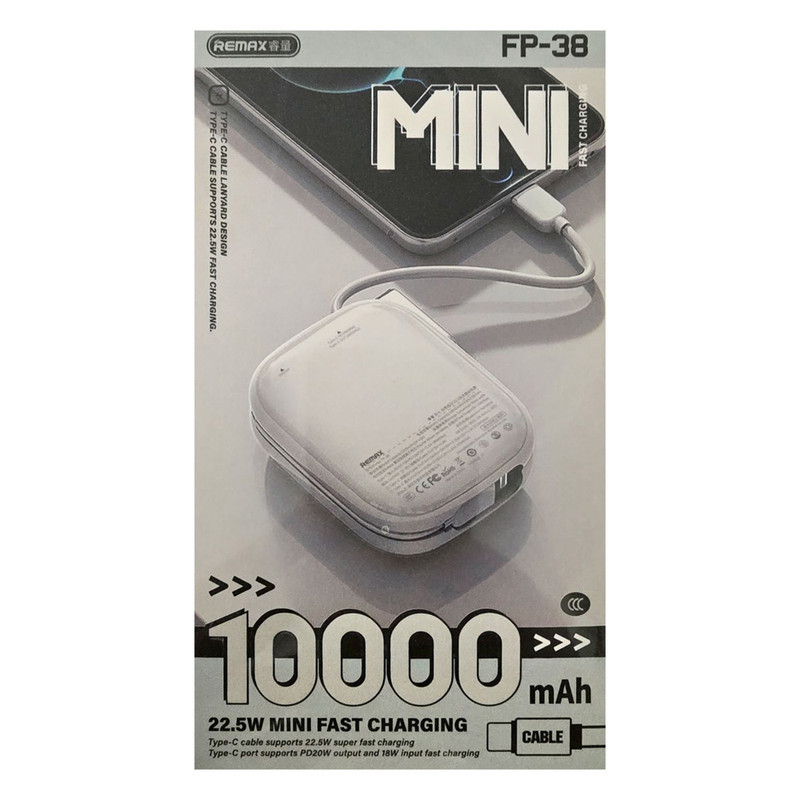 پاوربانک 22.5 وات ریمکس مدل FP-38 ظرفیت 10000 میلیآمپرساعت