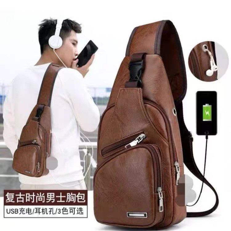 کیف کراس بادی مدل چرم USB-Tech 2026