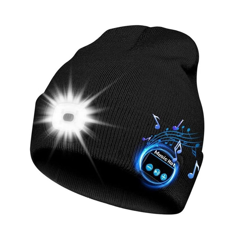 کلاه بافتنی مدل موزیکال اسپیکردار-بلوتوثی و چراغ قوه دار