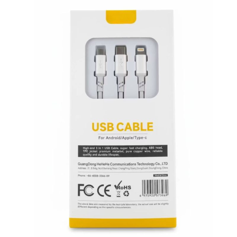 کابل تبدیل USB به MicroUSB / USB-C / لایتنینگ هات ریپل مدل A18MTL طول 1.2 متر