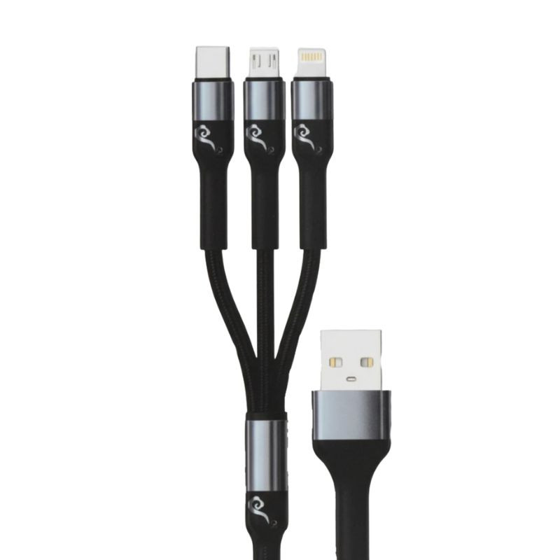 کابل تبدیل USB به MicroUSB / USB-C / لایتنینگ هات ریپل مدل A20MTL طول 1 متر