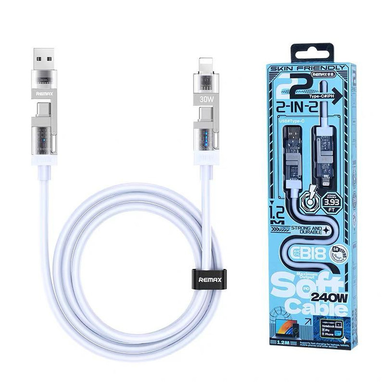 کابل تبدیل USB / USB-C به لایتنینگ / USB-C ریمکس مدل CB18 طول 1.2 متر