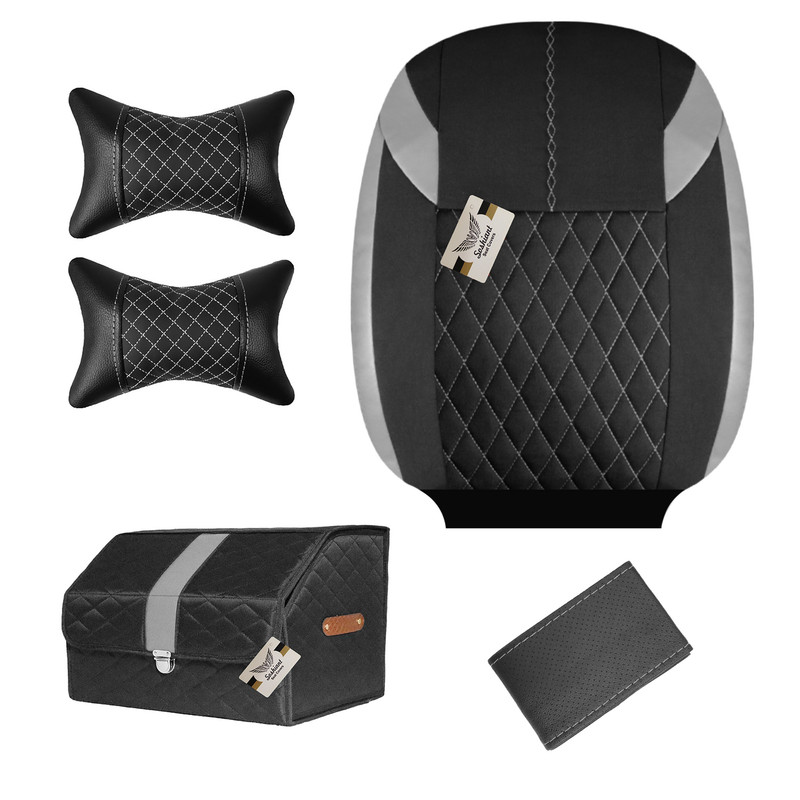 روکش صندلی خودرو سوشیانت مدل G مناسب برای پژو 207 به همراه پشت گردنی و نظم دهنده و دور فرمان